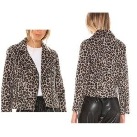 Cupcakes and Cashmere Margaux Leopard Print Moto Biker Jacket Small - Picture 1 of 14